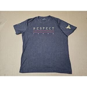 Under Armour Project Rock Shirt Mens 2XL Gray Gold Respect Graphic Short Sleeve